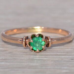 Emerald Solitaire Ring in Rose Gold
